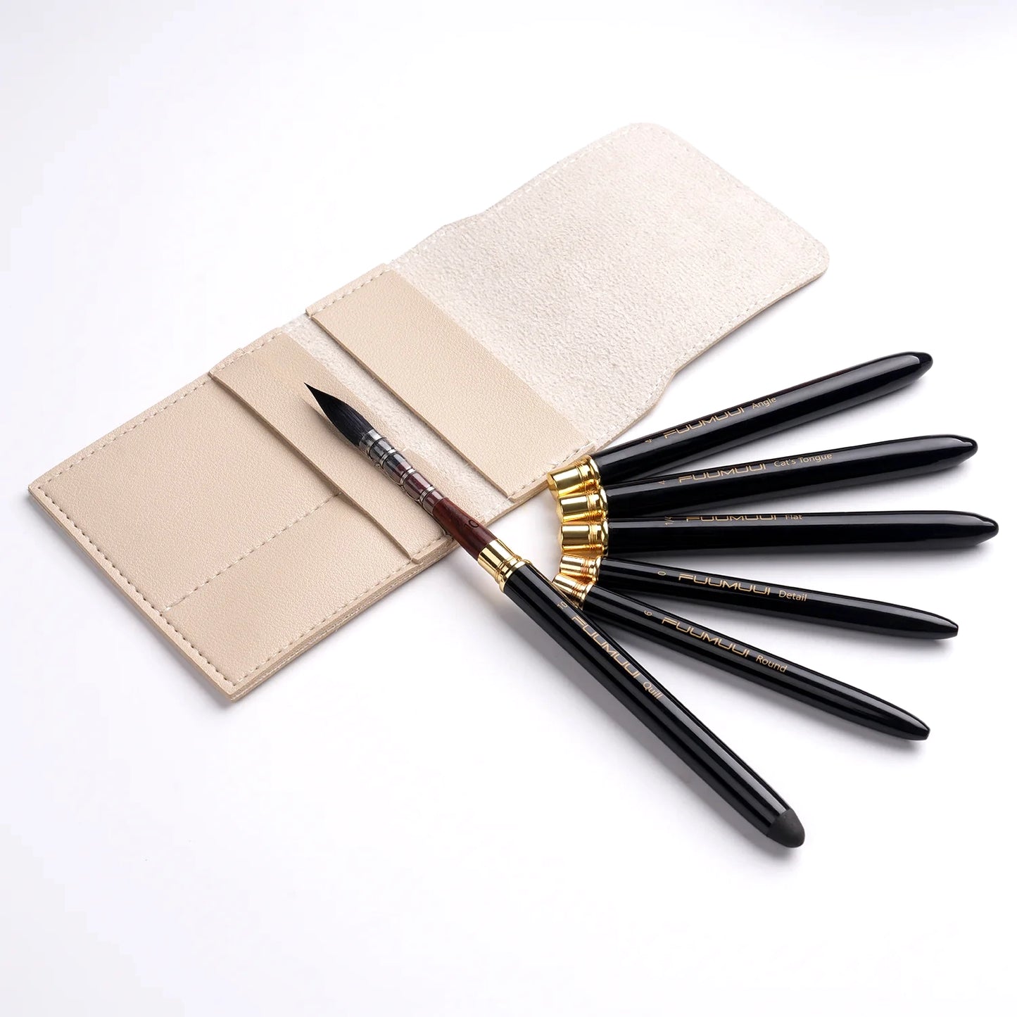 Fuumuui High-Grade Pure Squirrel Hair Travel Watercolor Brushes (6 pcs)