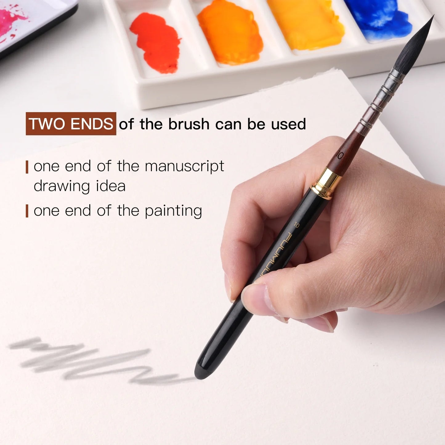 Fuumuui High-Grade Pure Squirrel Hair Travel Watercolor Brushes (6 pcs)