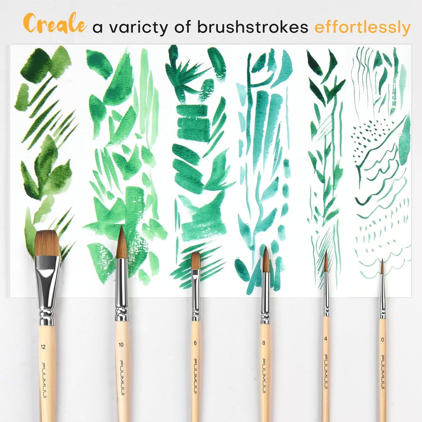 Fuumuui Sable Travel Watercolor Brushes (6 pcs)