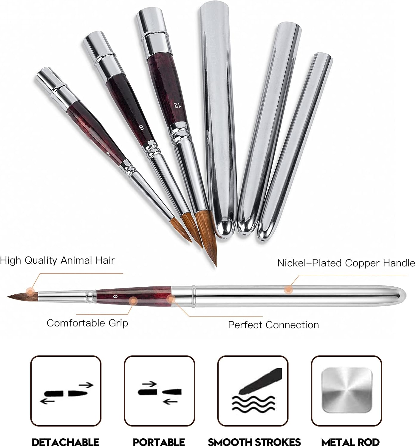 Fuumuui Sable Travel Watercolor Brushes (3 pcs)