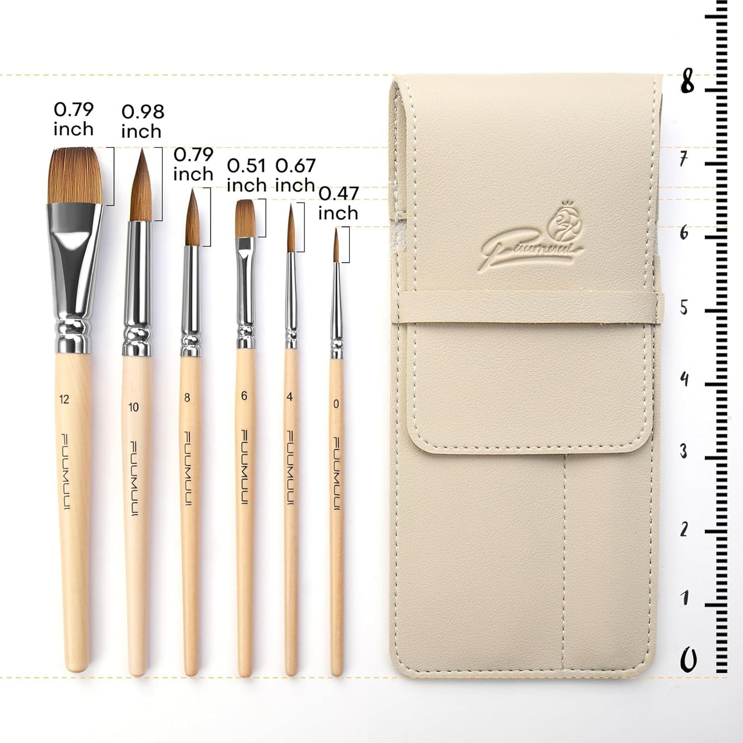 Fuumuui Sable Travel Watercolor Brushes (6 pcs)
