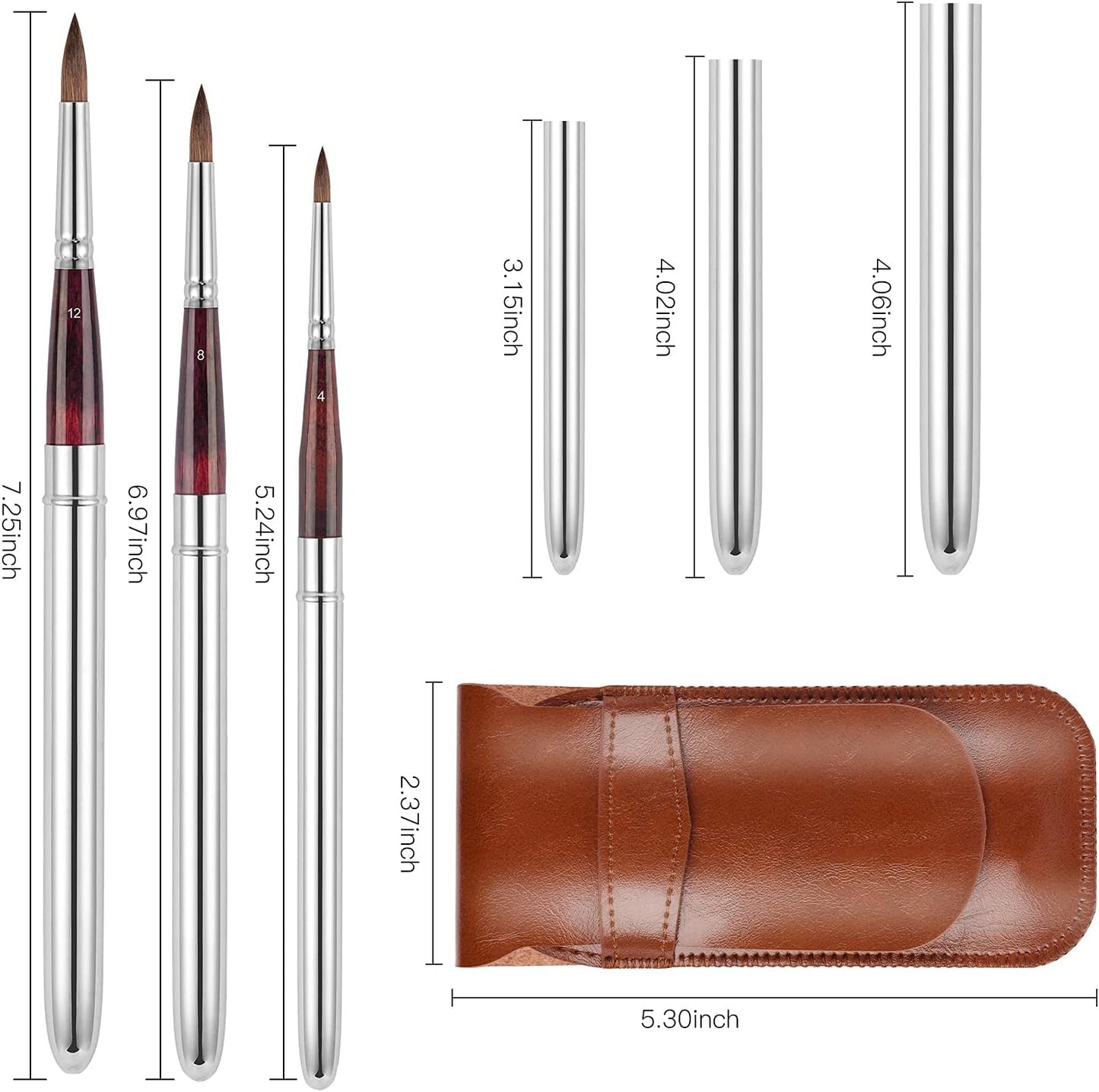 Fuumuui Sable Travel Watercolor Brushes (3 pcs)