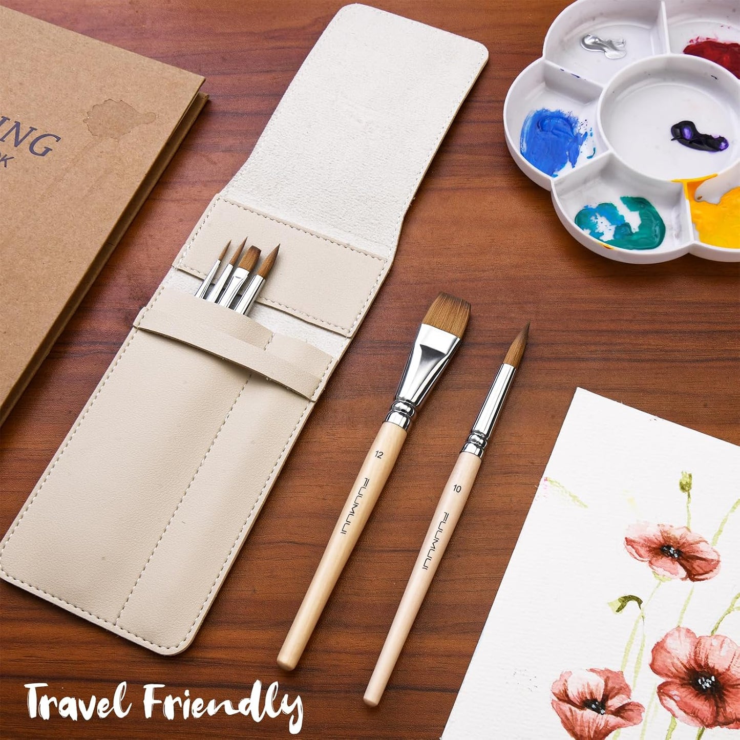Fuumuui Sable Travel Watercolor Brushes (6 pcs)