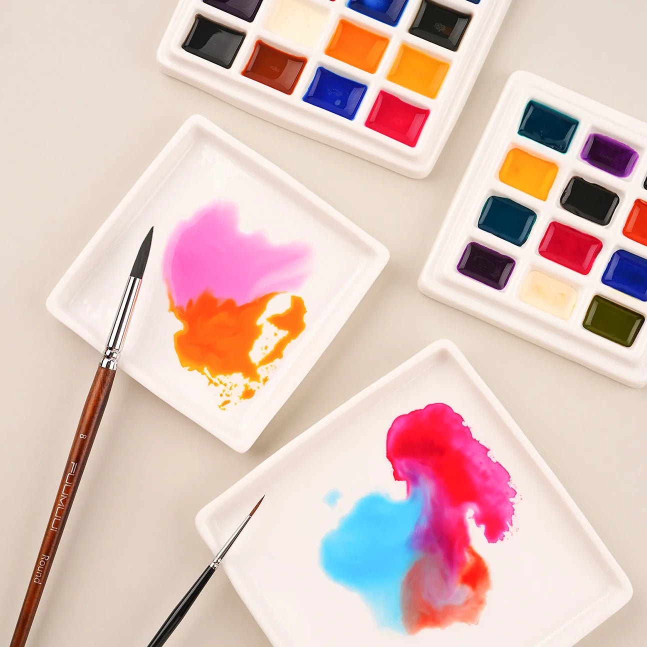 Ceramic Watercolor Palette with Lid (12 - well or 20 - well) - SOCO Store Fujairah