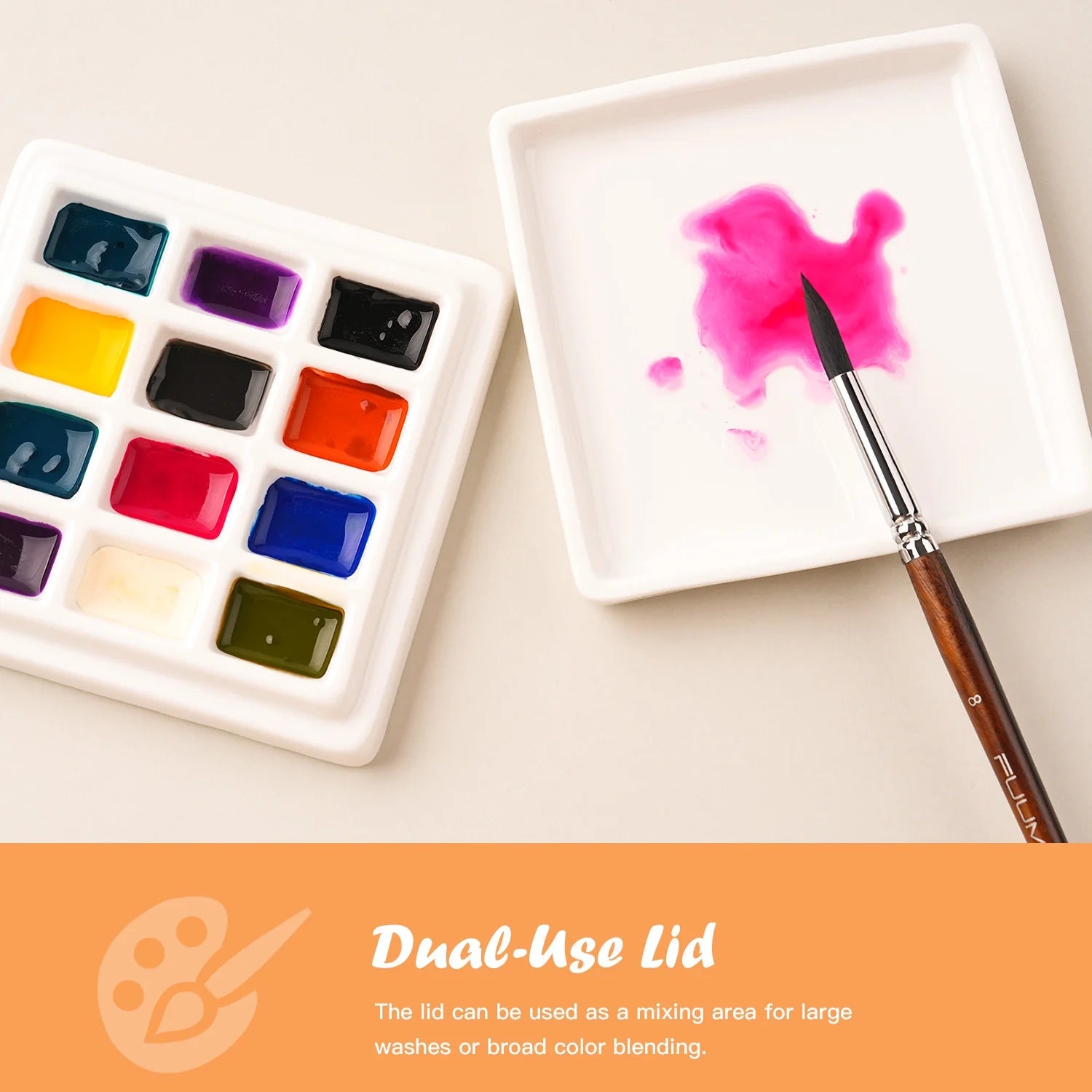 Ceramic Watercolor Palette with Lid (12 - well or 20 - well) - SOCO Store Fujairah