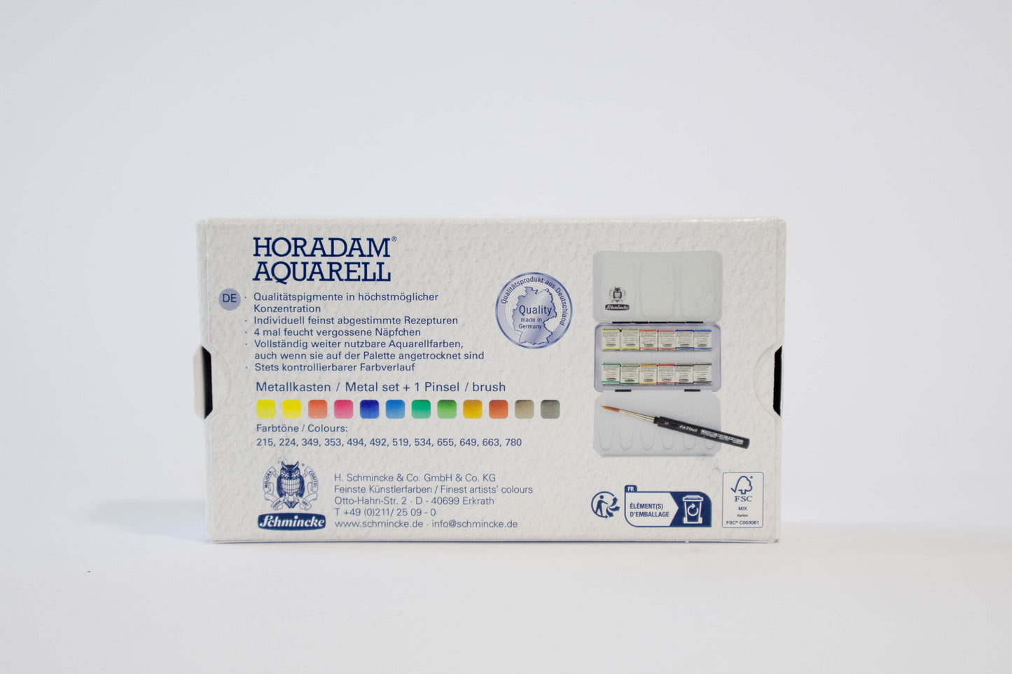 Schmincke Horadam 12 Half Pans and Brush - SOCO Store Fujairah