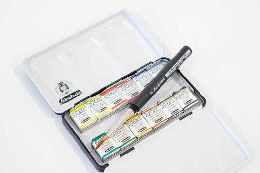 Schmincke Horadam 12 Half Pans and Brush - SOCO Store Fujairah